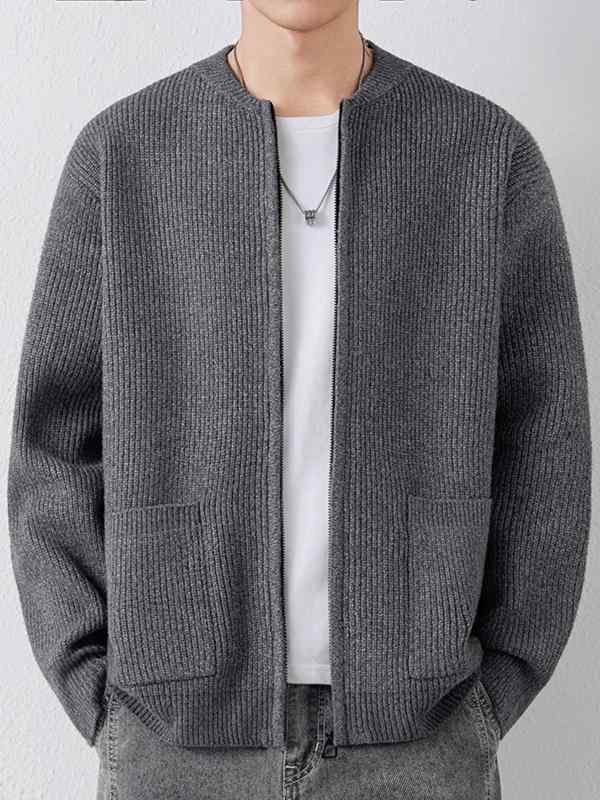 メンズ ファッション 服 男性用 オシャレ シンプル 大人 かっこいい ストリート 紳士服 ニット カーディガン ジャケット シンプル 快適 カジュアル ジップアップ ベースボールカラーセーター ジャケット