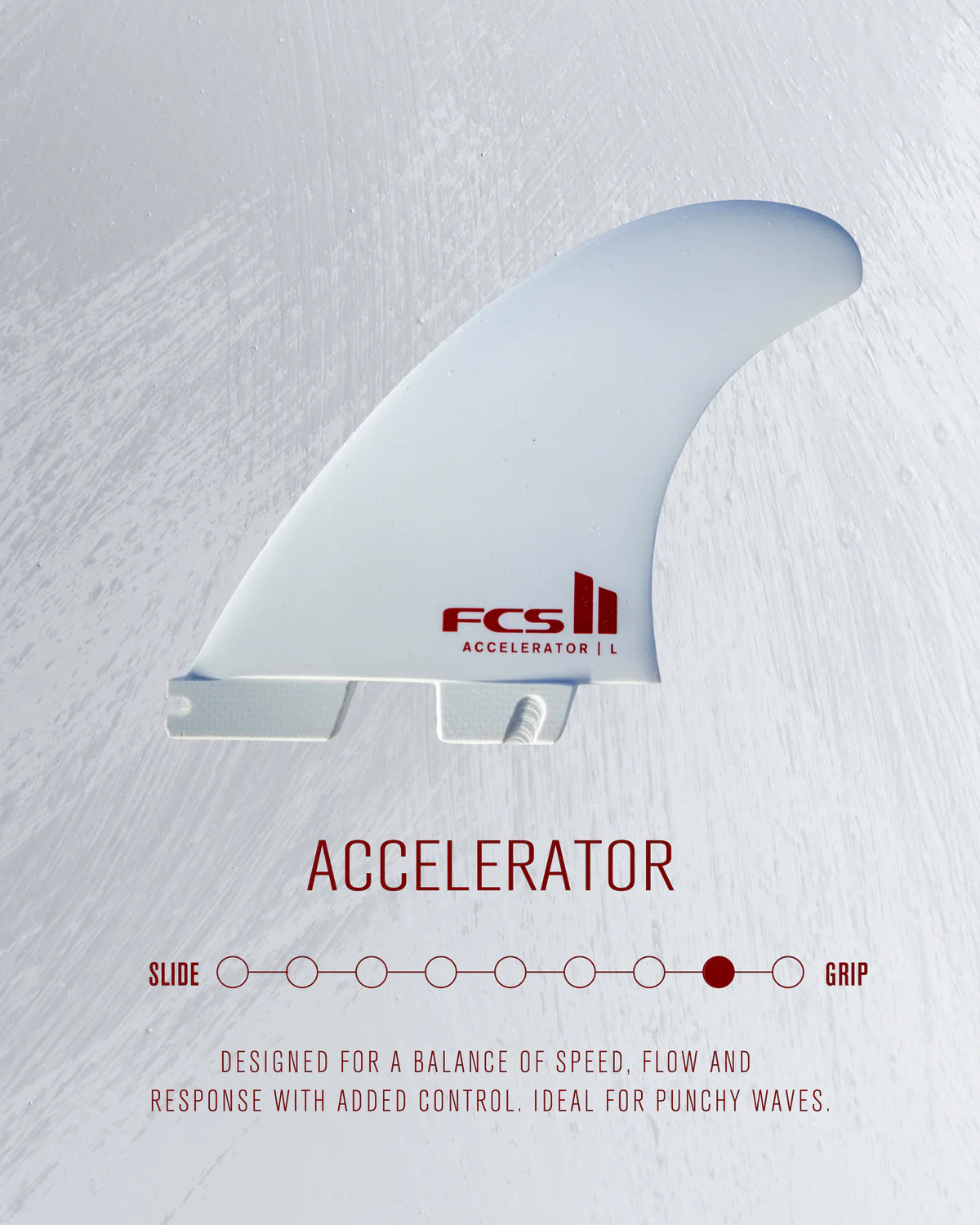 FCS II ACCELERATOR WHITE EDITION TRI FIN SET MEDIUM (65Kg - 80Kg / 145 - 175 Lbs) サーフィン トライフィン スラスター FCS2 ホワイト|ACTIVESPORTS SUNBEACH BEACHHOUSE
