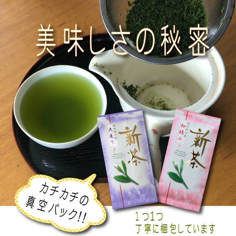日本茶お茶「新茶特急便セット」、『新茶大走り』100g、『新芽初摘み』100g掛川茶お茶深蒸し茶緑茶送料無料静岡茶煎茶緑茶深むし茶おしゃれ急須茶葉カテキンEGCGエピガロカテキン