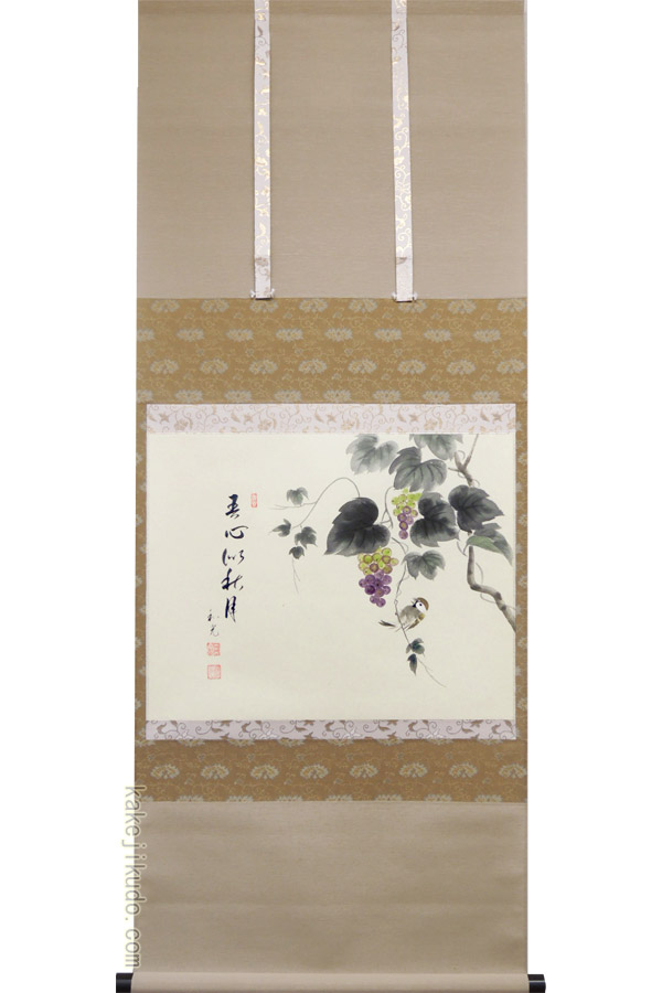 掛け軸　葡萄に栗鼠 Yahoo!オークション -「葡萄 栗鼠」(日本画) (絵画)の落札相場
