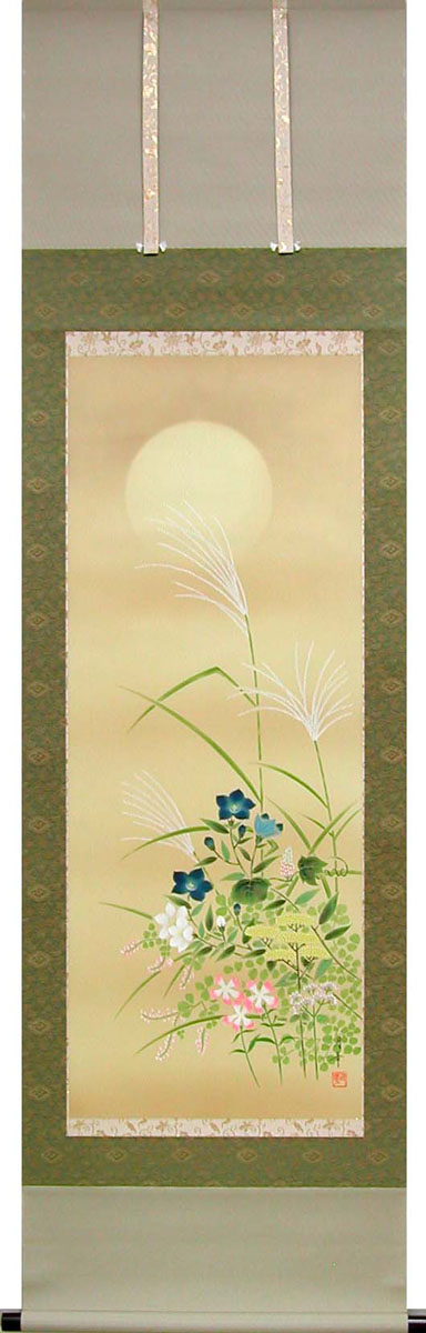 楽天市場】掛け軸 秋草 (小栗春峰) （掛軸小物なし) 送料無料