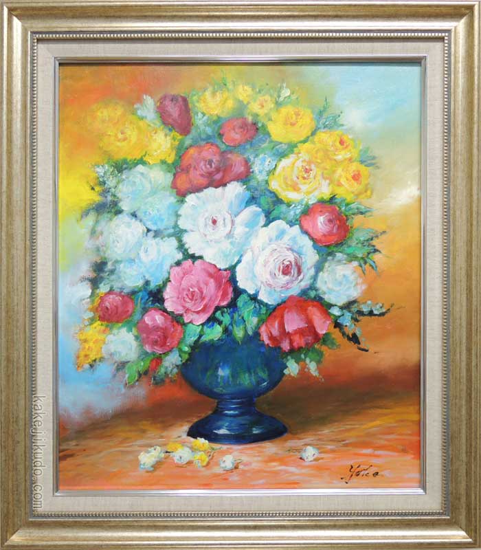 花油絵 楽天市場】日野 皖 「 薔薇 」 油絵 ・ 油彩画 F4 ( 4号
