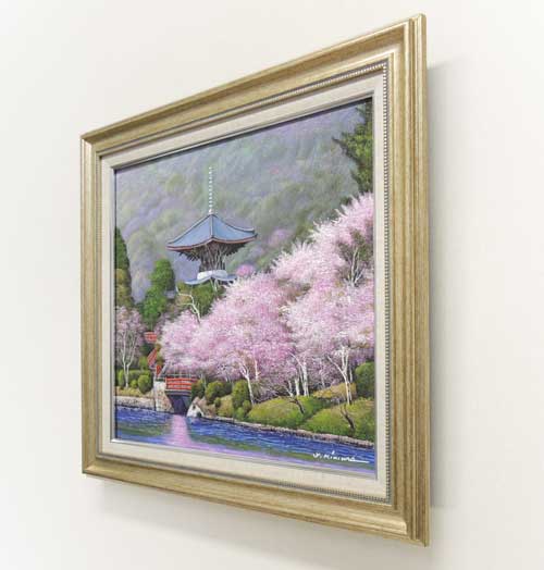 新規購入 木村由記夫 「大覚寺の桜」油絵 真作 「大覚寺の桜」油絵