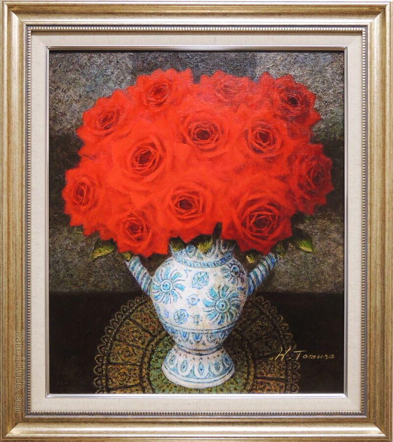 スペイン壷と薔薇 田村一 F6号 油絵 油彩 絵画 肉筆 裏サイン有 スペイン壷と薔薇 田村一 F6号 油絵 油彩 絵画 肉筆 裏サイン有