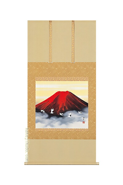 楽天市場】掛け軸 赤富士 (中沢勝) 送料無料 【掛軸】【一間床】【丈の