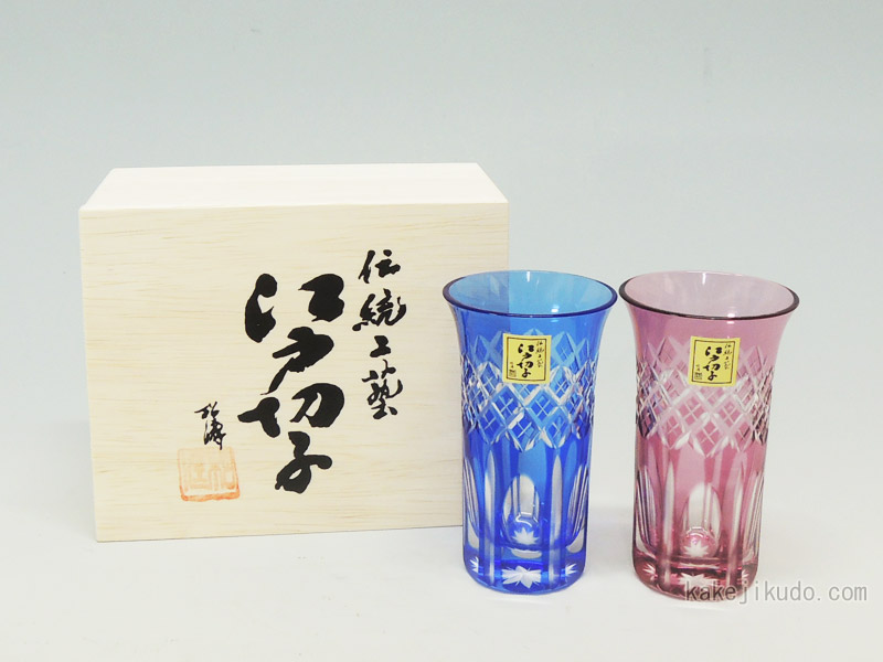 日本の首都切り子ガラス ひとくち麦酒水のみ（映見重ね矢来紋）有りの実 貨物輸送無料