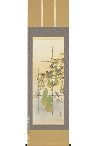 掛軸　六瓢福雀　（中村遠州）送料無料　【掛軸】【一間床・半間床】【花鳥画】