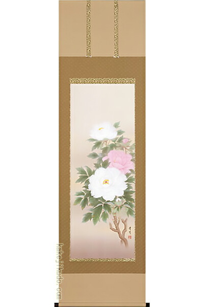 【真作】掛軸　伊藤柳荘　寒牡丹　冬の風情漂う花鳥画　逸品　共箱入　T102 楽天市場】掛け軸 寒牡丹 (梅津道雄) 送料無料 【掛軸】【一間床