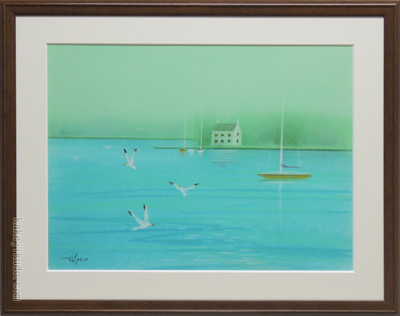 今成敏夫　マ―ガレット咲く海　パステル画 楽天市場】今成敏夫 パステル画 想い出のあの日 送料無料 【複製