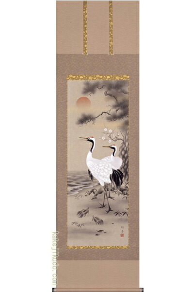 楽天市場】掛け軸 白鶴舞老松 (棚橋南陽) 送料無料 【掛軸】【一間床