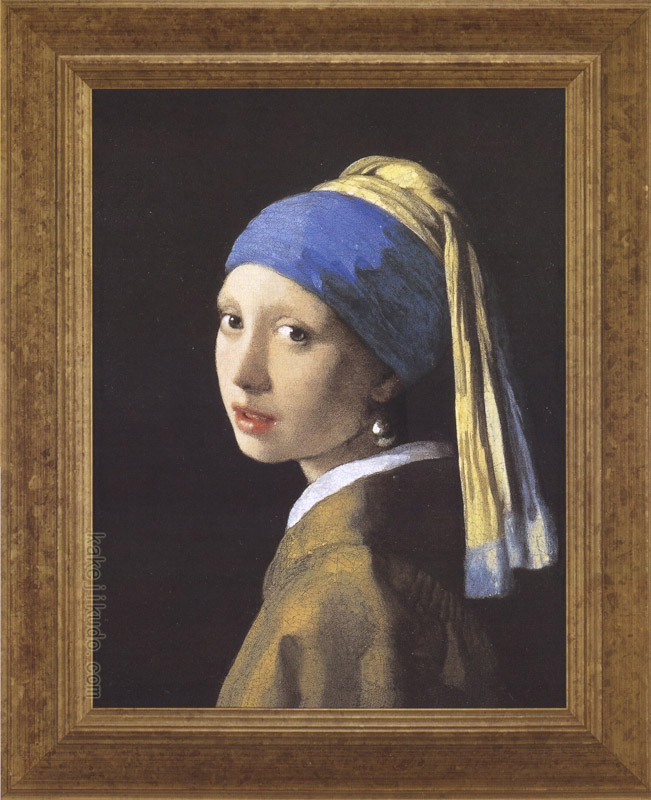 油絵 模写 フェルメール 真珠の耳飾りの少女 8号 F8 額縁つき 油絵 模写 フェルメール 真珠の耳飾りの少女 8号 F8 額縁つき 油絵 模写