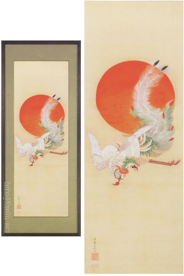 水墨画 鳥と花 李三白鶴 署名あり　掛け軸　骨董品 掛け軸 白鶴と松 水墨画 鳥と花 李三白鶴 署名あり 掛け軸 骨董品