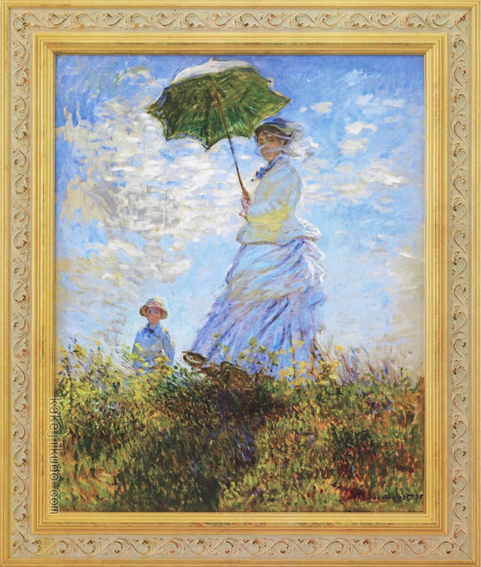 「真作」ルイス・ラマルク 【日傘の少女】 女性像 人物画　油彩画　額装　F12号 真作」ルイス・ラマルク 【日傘の少女】 女性像 人物画 油彩画