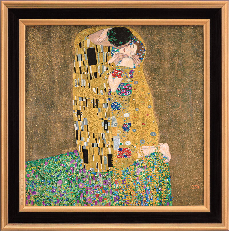 ★秀作★手書き油絵 グスタフ・クリムト 接吻 キス 絵画 額付き 油彩画 Amazon.co.jp: 秀作手書き油絵 グスタフクリムト 接吻 キス 絵画