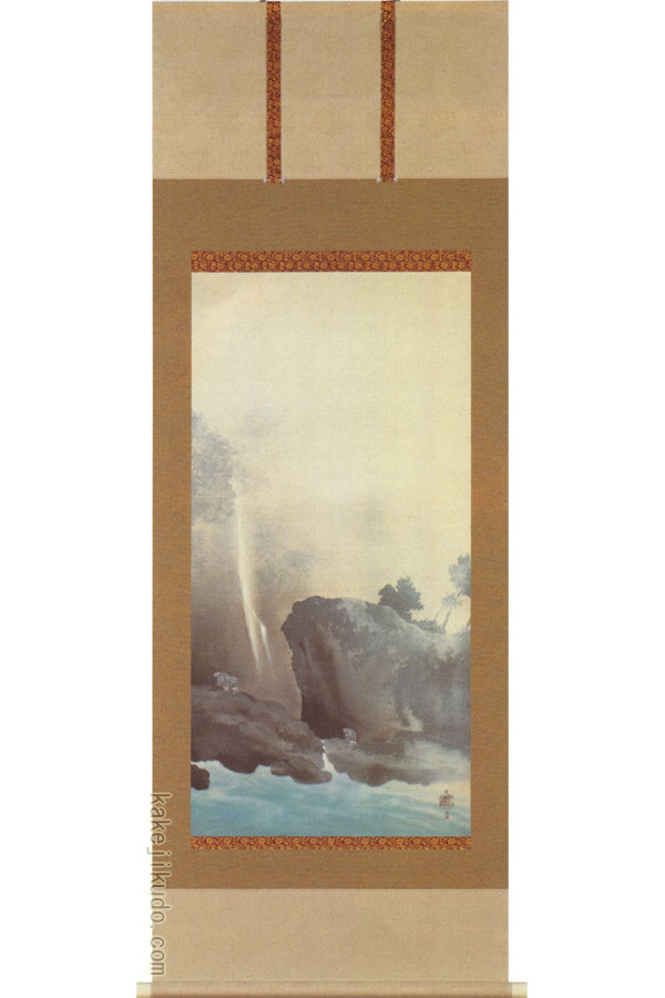 【真作】【複製】掛軸　横山大観　工芸画　月明水禽　静寂な風景と詩情　R117 真作】【複製】掛軸 横山大観 工芸画 月明水禽 静寂な風景と詩情