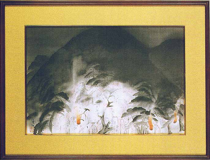 楽天市場】西田俊英 絵画 近衛桜 日月（左隻） 送料無料 【複製