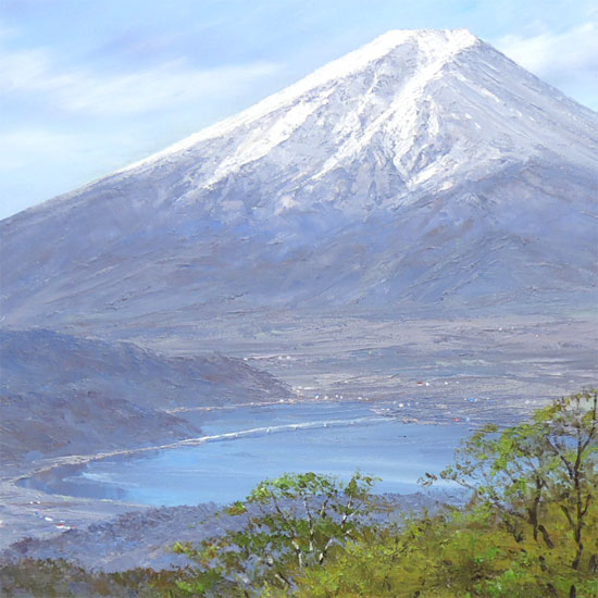 図絵 油画 富士岳全景 F30号数 小川久雄 貨物輸送無料 海の原 山 署名 油絵 日本の遠景 富士 大型絵画 Ohanaco Com