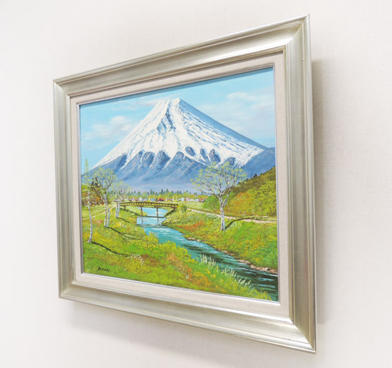 一番人気モデル 絵画油絵忍野富士山麓f30号 川合修二 送料無料 海 山 肉筆 油絵 富士 大型絵画 卸売