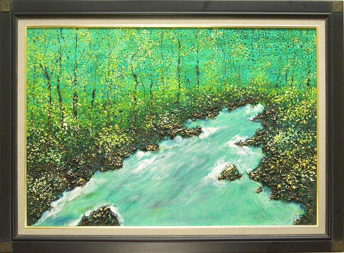 楽天市場】川島未雷「 清流爽快奥入瀬」 油絵 ・ 油彩画 M15 ( 15号