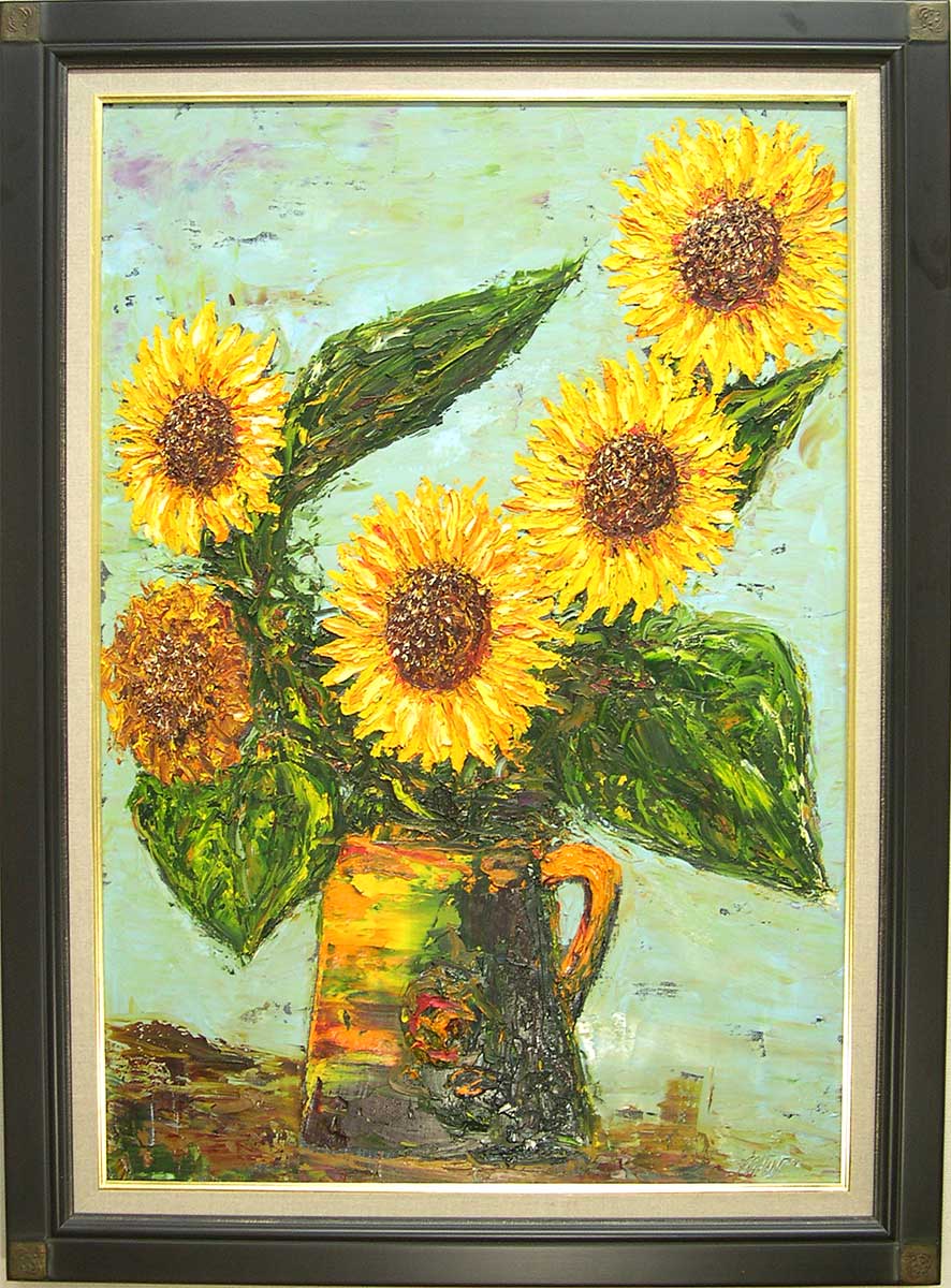 渡部ひできひまわり 油彩画 ゴールドフレーム 渡部ひできひまわり 油彩画 ゴールドフレーム 渡部ひでき