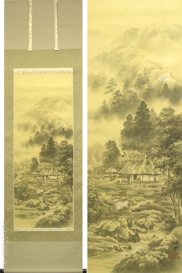 楽天市場】掛け軸 開運四神相応山水図 （今井玲豊） （掛軸小物