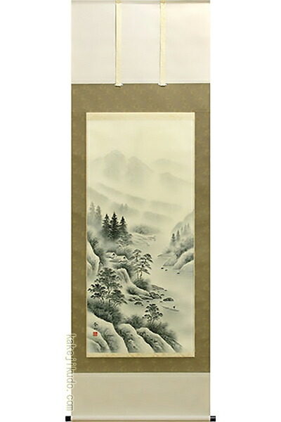 掛軸 水墨山水 (木村挙山)送料無料 【掛軸】【一間床・半間床】【山水】|掛け軸・絵画の専門店 掛軸堂画廊