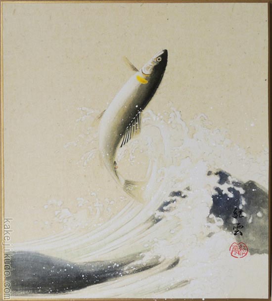楽天市場】高級色紙「鮎」文魚（色紙絵）送料無料 : 掛け軸