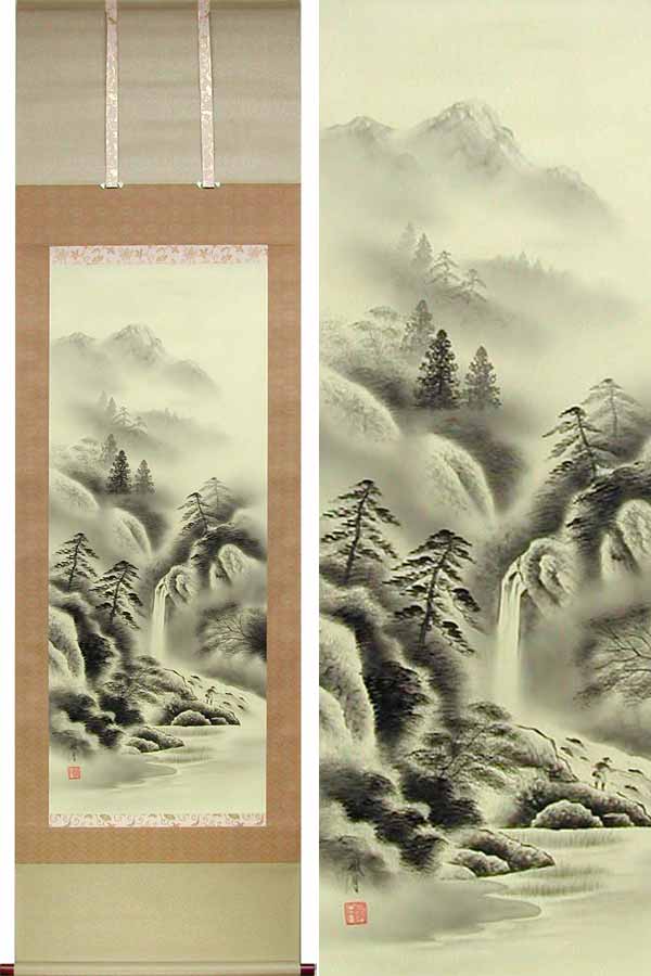 日高山水　水墨山水　掛け軸 日高山水 水墨山水 掛け軸 日高山水 水墨山水 掛け軸