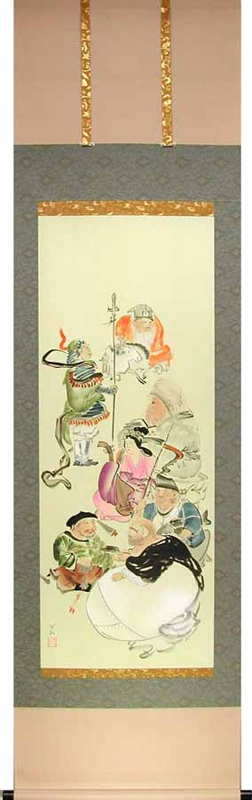 山川旭堂　七福神 掛軸 掛け軸 七福神 山川旭堂作 : 人形と結納 久宝堂Yahoo!店