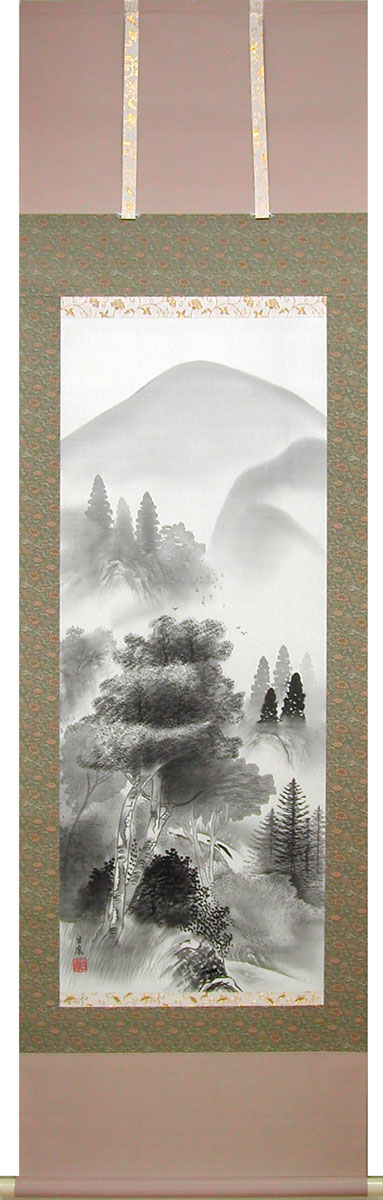 【値下げ】水墨画 山と川の風景 光陽 三浦光陽 楽天市場】掛け軸 水墨山水 (三浦光陽) 送料無料 【掛軸】【一間