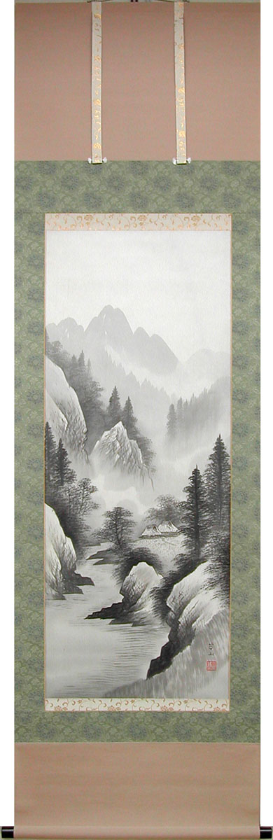 楽天市場】掛け軸 水墨山水 (唐沢玄堂) （掛軸小物なし) 送料