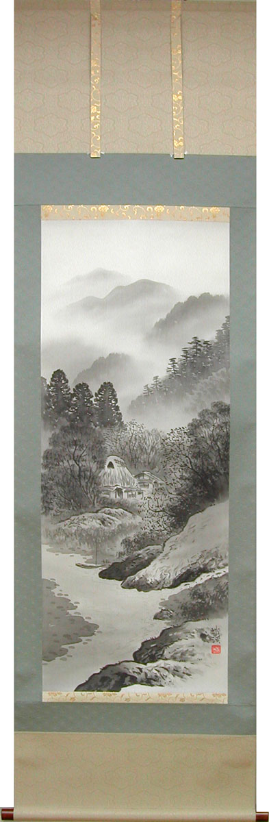 楽天市場】掛け軸 水墨山水 (三浦光陽) 送料無料 【掛軸】【一間