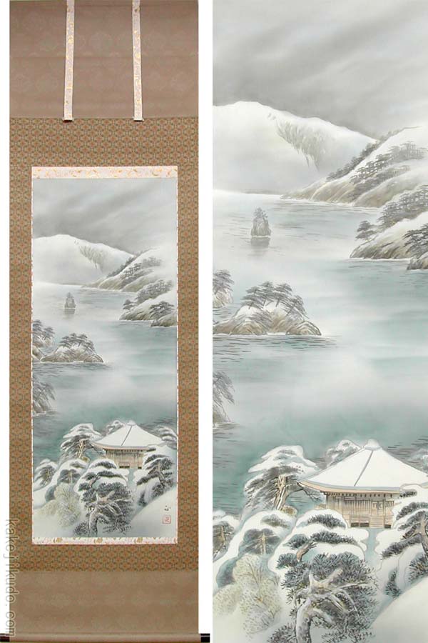 掛軸3本セット 葛谷聖山『新四季賞翫』日本画 山水 風景画 絹本 共箱付 掛け軸 掛軸3本セット 葛谷聖山『新四季賞翫』日本画 山水 風景画 絹本