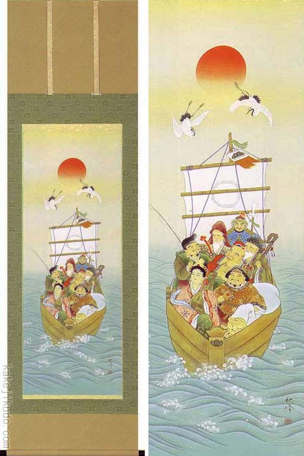 山川旭堂　七福神 楽天市場】掛け軸 七福神 (山川旭堂) 送料無料 【掛軸】【一間床