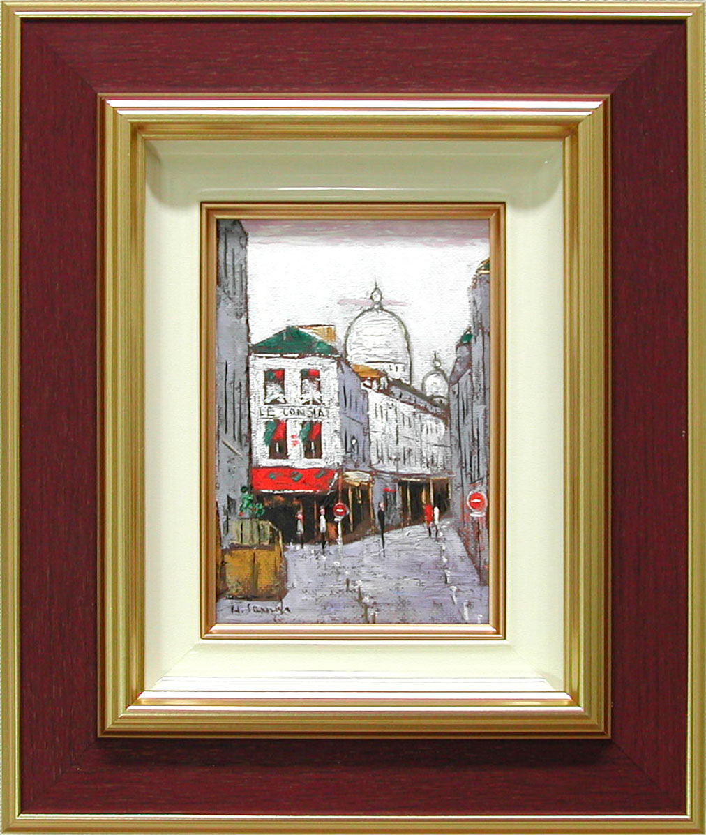 中川まり子油彩画 楽天市場】絵画 油絵 モンマルトルの広場 カフェテラス F20号