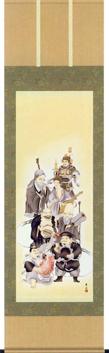 楽天市場】掛け軸 七福神 (山川旭堂) （掛軸小物なし） 送料無料