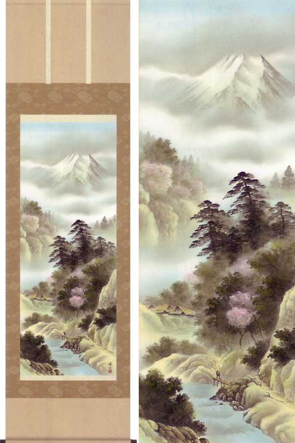 掛け軸　万山乱花　(伊藤渓山)　送料無料　掛軸