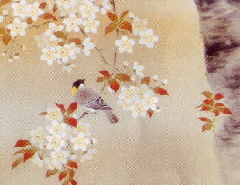 掛け軸桜花に小鳥(近藤玄洋)
