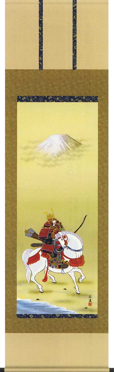 楽天市場】掛け軸 掛軸 武者(森 雪堂) 黒馬 尺五立【送料無料】【代引