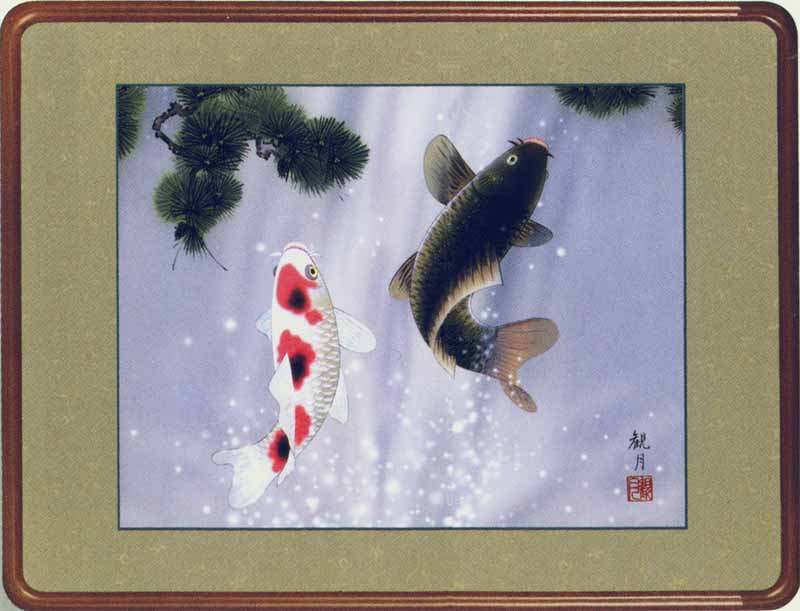 美品 掛け軸 広森雄仁作 夫婦鯉の滝登り図 共箱 太巻き付 縁起物 美術年鑑掲載 美品 掛け軸 広森耕仁作 夫婦梟図 共箱 太巻き付 美術年鑑掲載