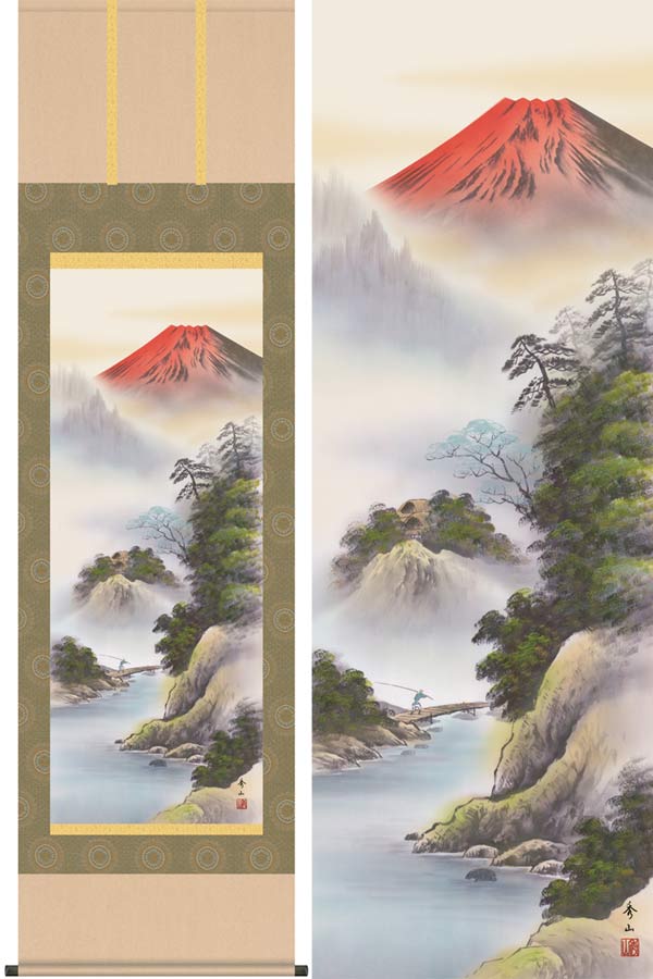掛け軸　紅峰清風　(鈴村秀山)　送料無料　掛軸｜掛け軸・絵画の専門店　掛軸堂画廊