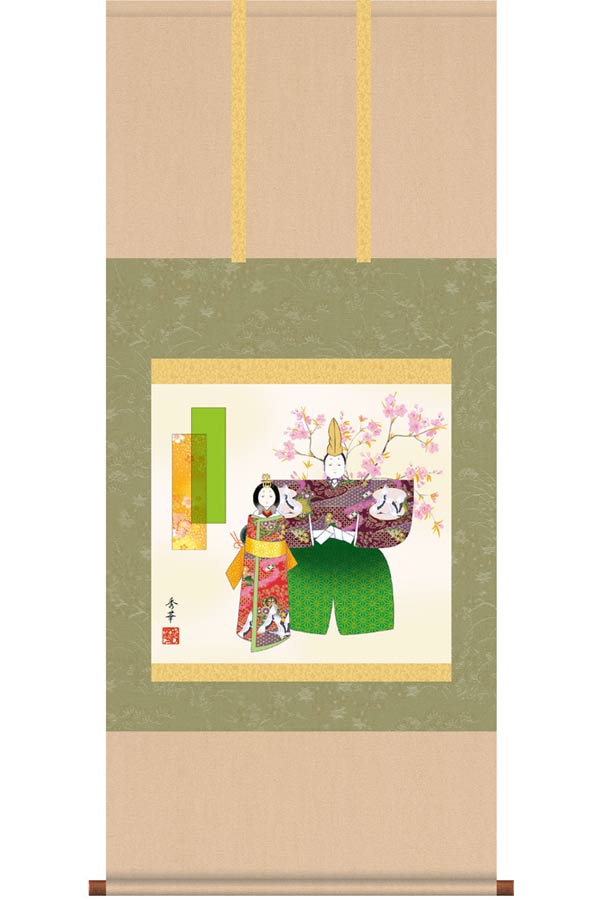 掛け軸　立雛　(野川秀華)　送料無料　掛軸｜掛け軸・絵画の専門店　掛軸堂画廊