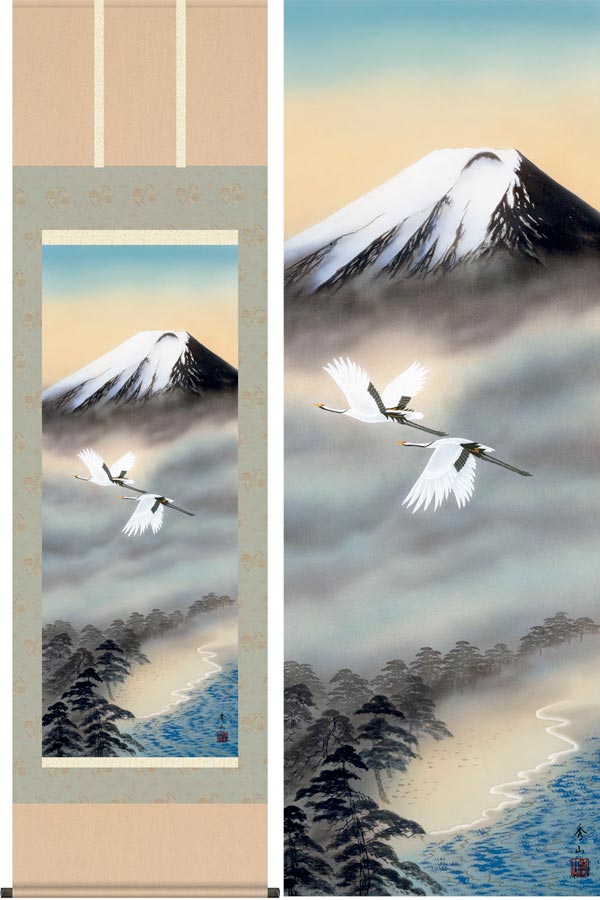 掛軸 田中祥堂 春景塔山水 楽天市場】掛け軸 富士松鶴／田中祥堂 「美術名典掲載作家