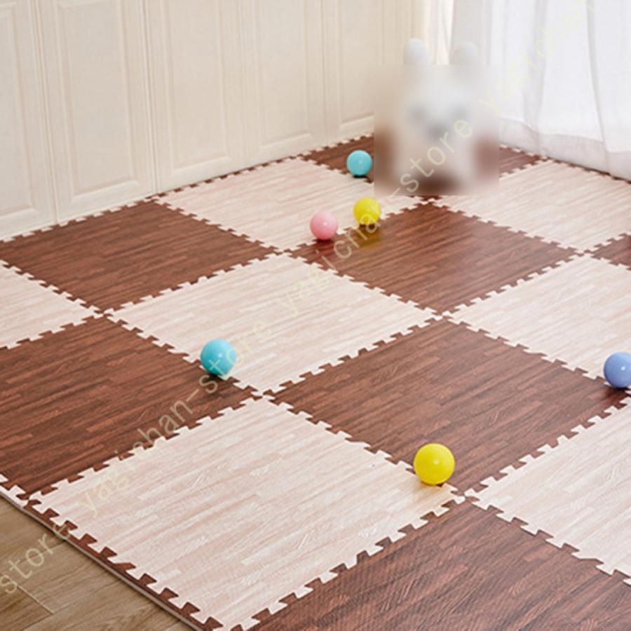 木目調 ジョイントマット 大判 60cm 3畳 6畳 12畳 1級防音 抗菌 防臭 木目 洗える カーペット ベビー フロアマット 床暖房対応 キッズマ