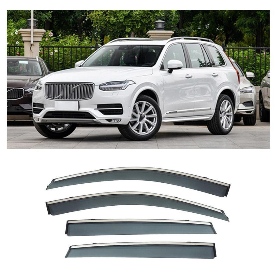 車用サイドバイザー に適合する ボルボ XC90 2015-2022 カーウィンドデフレクターウィンドウバイザー電気メッキメタルウィンドウレイン｜sanmibest