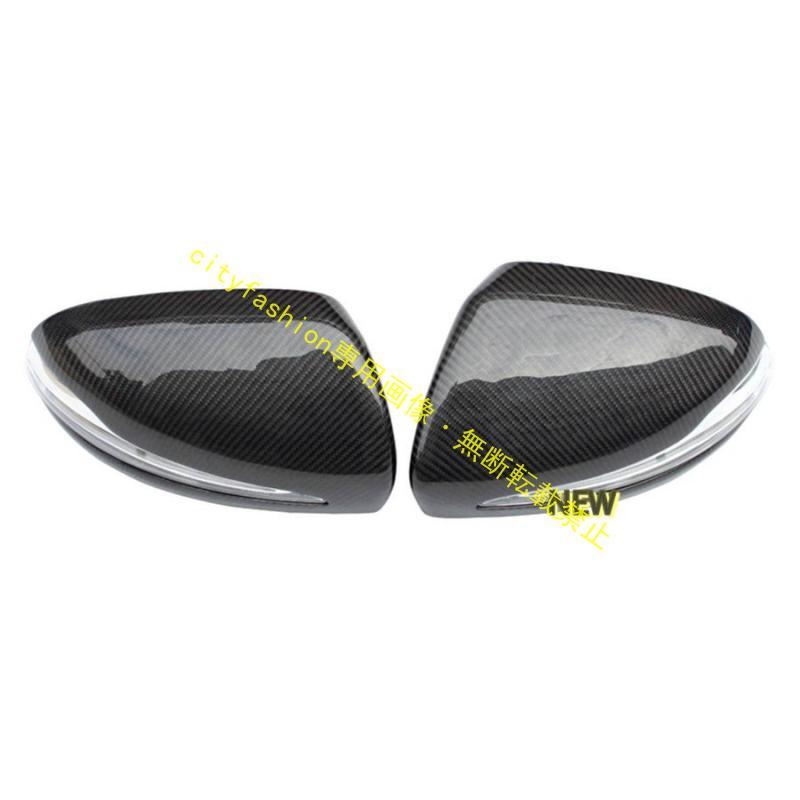 ベンツ LHD W205 W238 W213 W222 W253 左ハンドル カーボン ドアミラーカバー 交換 左右セット LEDウィンカー 純正形状 カーボンファイ
