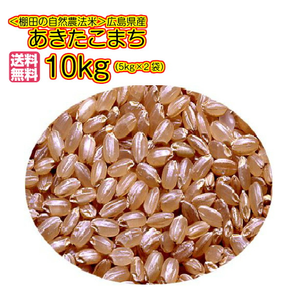 2039円 【2021 送料無料 あきたこまち 10kg 玄米 5kg×2青袋 広島県産あきたこまち 棚田の自然農法米 令和4年産 新米 1等米