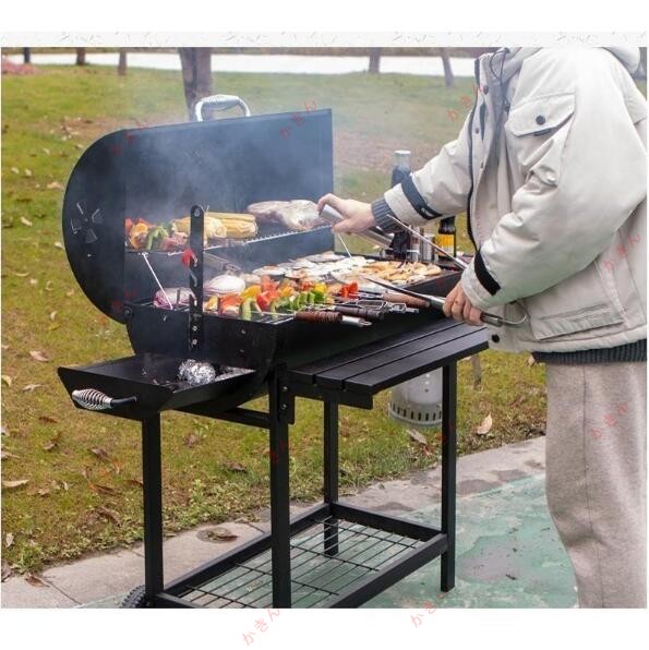 【送料無料】超大号の野外バーベキュー炉家用中庭 グリル 炭火焼 8~15人用フルセット炭オーブン
