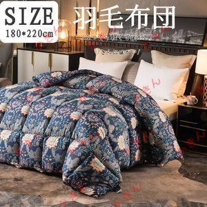 羽毛布団 羽毛 ライニングデザイン ホワイトグースダウン 抗菌 立体キルト シングル用 秋冬用掛け布団保温性高い