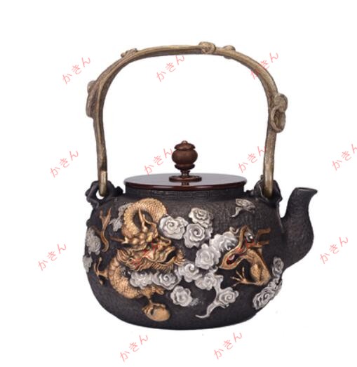 新入荷☆鉄瓶 銅製蓋 銅製取っ手 新品★ 提梁壺★茶道具 時代物 手作 細工 ガス、電気コンロ、炭火 対応 鉄やかん